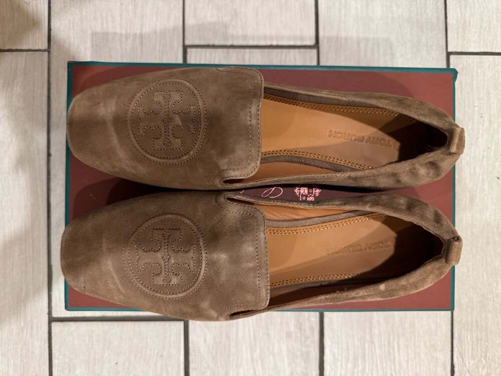 Tory Burch Leigh Suede Loafer Size 11 Brown Flats